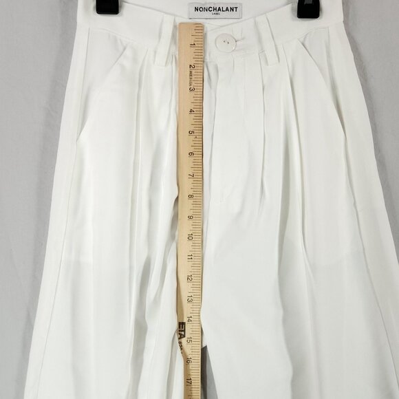 Revolve Nonchalant Label Fabi Pleated-Front Wide Leg Pants Size XS In White - Picture 7 of 14